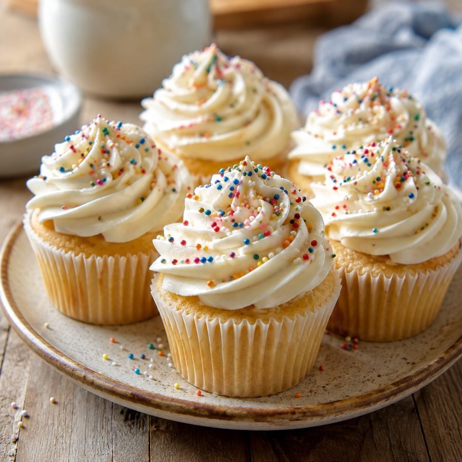 Vanilla Cupcakes with Whipped Cream